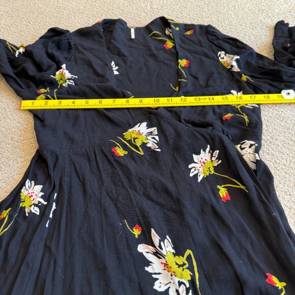 Free People Time On My Side Mini Wrap Dress Black Floral Boho SMALL #OB770151 - Picture 8 of 15